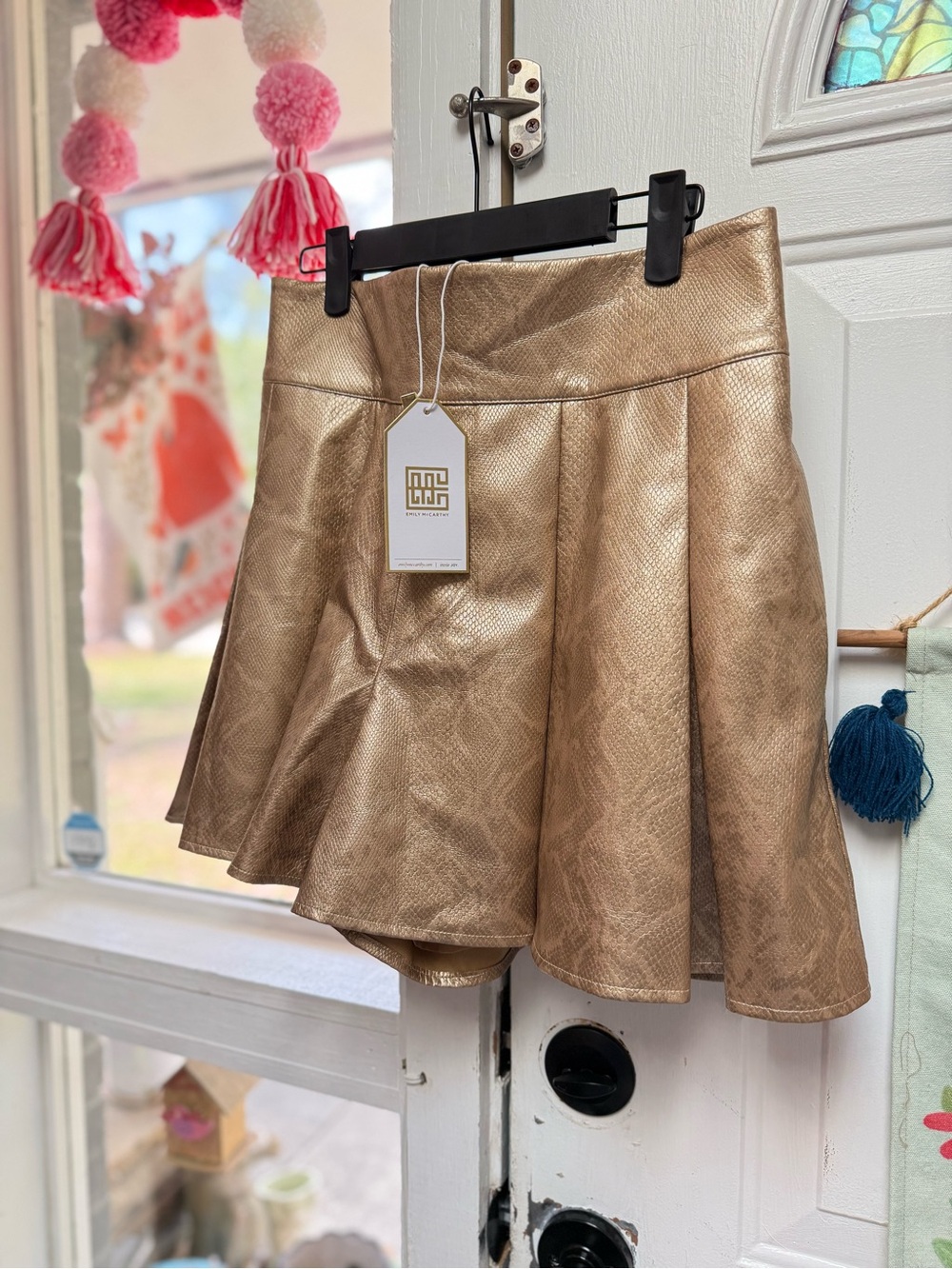 Milly Gold Faux-Leather Skort